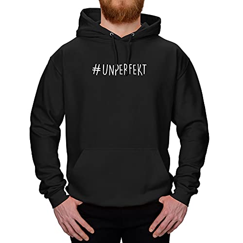 Jimmys Textilfactory Hoodie #unperfekt Perfektionismus Authentizität Echtheit normal 10 Farben XS-5XL Selbstbestimmung Ausdruck Selbstsicherheit, Farbe:schwarz - Logo Weiss, Größe:3XL von Jimmys Textilfactory