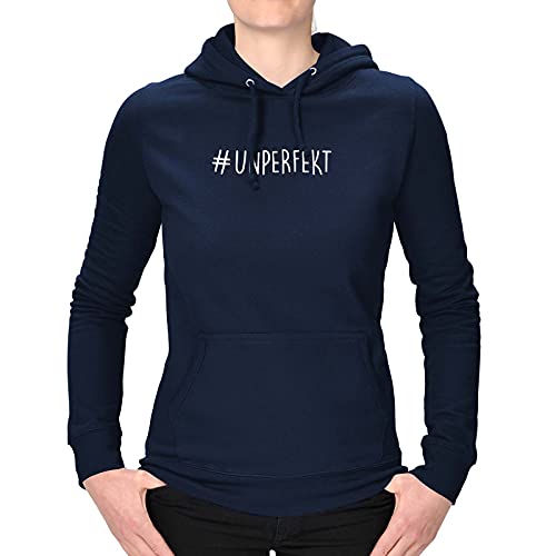 Jimmys Textilfactory Hoodie #unperfekt Perfektionismus Authentizität Echtheit normal 12 Farben XS-3XL Selbstbestimmung Ausdruck Selbstsicherheit, Farbe:Navy - Logo Weiss, Größe:L von Jimmys Textilfactory