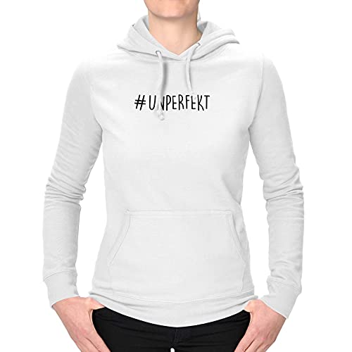 Jimmys Textilfactory Hoodie #unperfekt Perfektionismus Authentizität Echtheit normal 12 Farben XS-3XL Selbstbestimmung Ausdruck Selbstsicherheit, Farbe:Weiss - Logo schwarz, Größe:XS von Jimmys Textilfactory