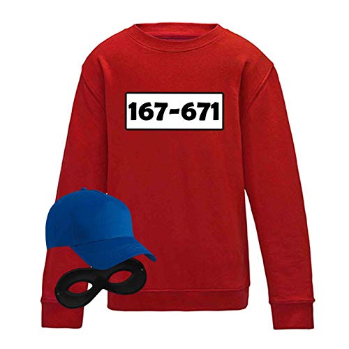 Jimmys Textilfactory Sweatshirt Panzerknacker Karneval Kostüm Set Deluxe 104-164 Kinder Verkleidung Fasching Outfit Rosenmontag Karnevalszug JGA, Größe:164, Set: klassik, Logo: Standard-Nr von Jimmys Textilfactory