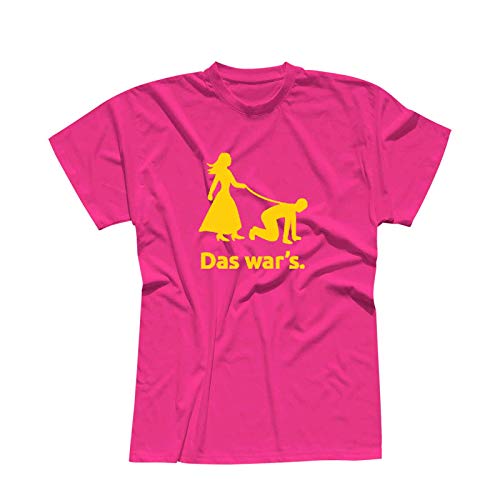 Jimmys Textilfactory T-Shirt JGA Das War's Hochzeit Junggesellenabschied 13 Farben Herren XS-5XL Feier Party Bräutigam Braut Trauzeuge Malle Dance, Größe:2XL, Farbe: Logo:pink - Logo gelb von Jimmys Textilfactory