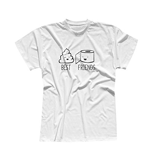 T-Shirt Best Friends Scheiße und Klopapier Humor Spaß 13 Farben Herren XS - 5XL Fun-Shirt Witz lustige Sprüche feiern Party, Größe:M, Farbe:Weiss - Logo schwarz von Jimmys Textilfactory