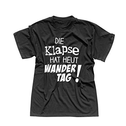 T-Shirt Die Klapse hat heut Wandertag Spruch Fun witzig 13 Farben Herren XS-5XL Spaß feiern lustig Gruppenreise Klassenfahrt Bergfest Abi-Feier, Größe:XL, Farbe:schwarz - Logo Weiss von Jimmys Textilfactory