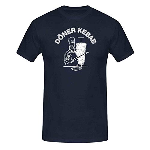 T-Shirt Döner Kebab Imbiss Karneval Party Kostüm lustig 13 Farben Herren XS-5XL Fun-Shirt Fasching Verkleidung kreativ, Größe: L, Farbe: Navy von Jimmys Textilfactory