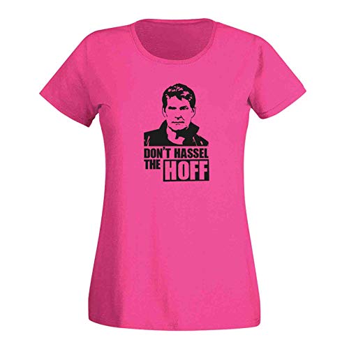 T-Shirt Don't Hassel The Hoff David Baywatch Freedom 15 Farben Damen XS - 3XL 80er Eighties Kult K.i.t.t. Knight Rider Fun-Shirt, Größe: XL, Farbe: pink/Fuchsia von Jimmys Textilfactory