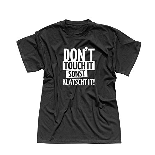 T-Shirt Don't Touch it sonst klatscht it! Spruch Witzig 13 Farben Herren XS-5XL Fun-Shirt lustig Party feiern Abschlussfahrt, Größe:5XL, Farbe:schwarz - Logo Weiss T-Shirt Don't Touch it sonst klatscht it! Spruch Witzig 13 Farben Herren XS-5XL Fun-Shirt lustig Party feiern Abschlussfahrt, Größe:5XL, Farbe:schwarz - Logo Weiss von Jimmys Textilfactory