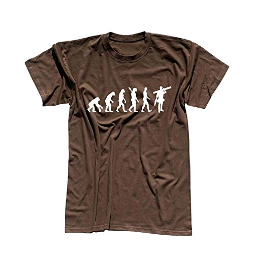T-Shirt Evolution Handwerker Schreiner Bauarbeiter BAU 13 Farben Herren XS - 5XL Arbeitskleidung Baustelle Maloche, Größenauswahl:L, Farbauswahl:braun - Logo Weiss von Jimmys Textilfactory