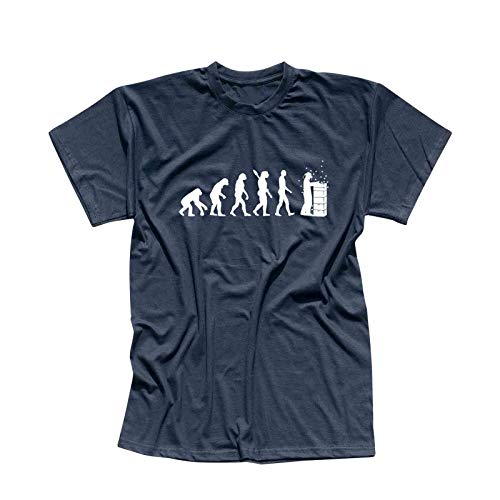 T-Shirt Evolution Imker Bienen Züchter Blüten-Honig Imkerei 13 Farben Herren XS-5XL Biene Imkermeister Bienenstock Bienenvolk Zeidler, Größe:2XL, Farbe:Navy - Logo Weiss von Jimmys Textilfactory