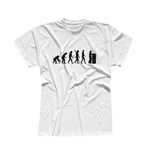 T-Shirt Evolution Imker Bienen Züchter Blüten-Honig Imkerei 13 Farben Herren XS-5XL Biene Imkermeister Bienenstock Bienenvolk Zeidler, Größe:2XL, Farbe:Weiss - Logo schwarz von Jimmys Textilfactory