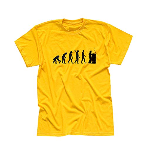 T-Shirt Evolution Imker Bienen Züchter Blüten-Honig Imkerei 13 Farben Herren XS-5XL Biene Imkermeister Bienenstock Bienenvolk Zeidler, Größe:M, Farbe:gelb - Logo schwarz von Jimmys Textilfactory