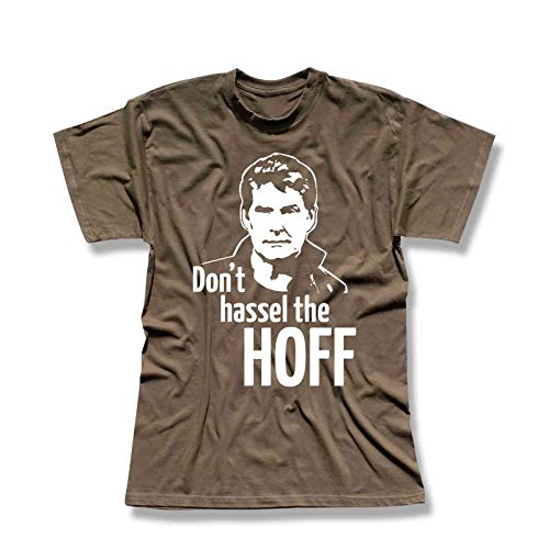 T-Shirt Hasselhoff Don't Hassel The Hoff David Baywatch 13 Farben Herren XS-5XL Looking for Freedom Kitt K.i.t.t. Knight Rider, Größe:2XL, Farbe:Khaki - Logo Weiss von Jimmys Textilfactory
