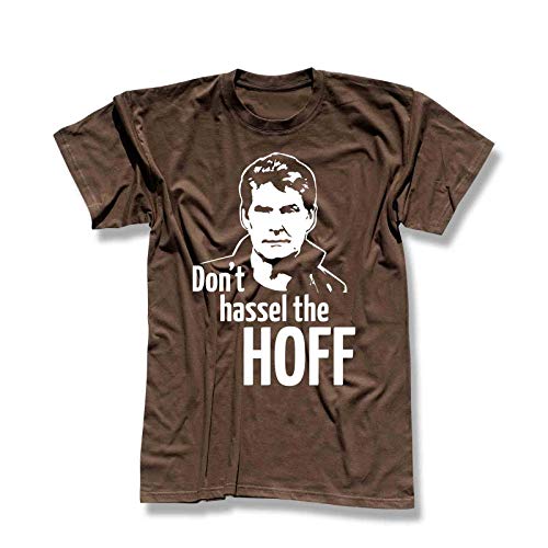 T-Shirt Hasselhoff Don't Hassel The Hoff David Baywatch 13 Farben Herren XS-5XL Looking for Freedom Kitt K.i.t.t. Knight Rider, Größe:2XL, Farbe:braun - Logo Weiss von Jimmys Textilfactory