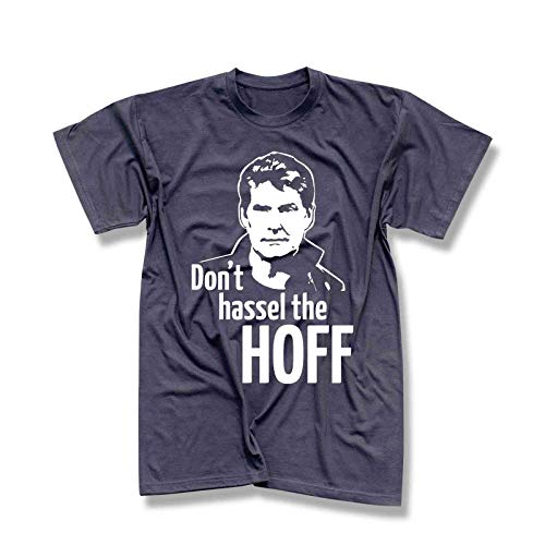 T-Shirt Hasselhoff Don't Hassel The Hoff David Baywatch 13 Farben Herren XS-5XL Looking for Freedom Kitt K.i.t.t. Knight Rider, Größe:2XL, Farbe:dunkelgrau - Logo Weiss von Jimmys Textilfactory