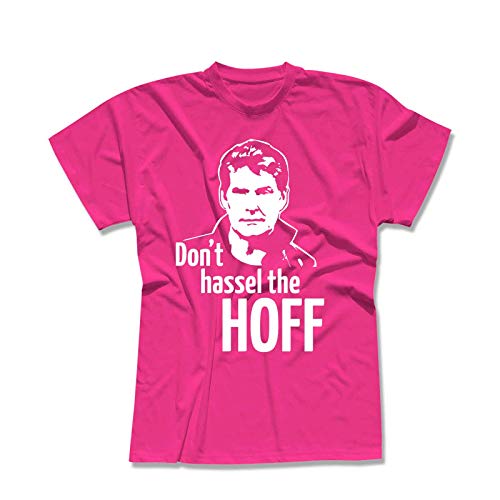 T-Shirt Hasselhoff Don't Hassel The Hoff David Baywatch 13 Farben Herren XS-5XL Looking for Freedom Kitt K.i.t.t. Knight Rider, Größe:2XL, Farbe:pink - Logo Weiss von Jimmys Textilfactory