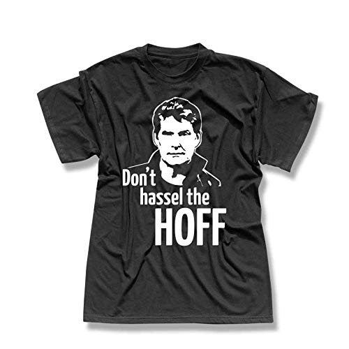 T-Shirt Hasselhoff Don't Hassel The Hoff David Baywatch 13 Farben Herren XS-5XL Looking for Freedom Kitt K.i.t.t. Knight Rider, Größe:2XL, Farbe:schwarz - Logo Weiss von Jimmys Textilfactory