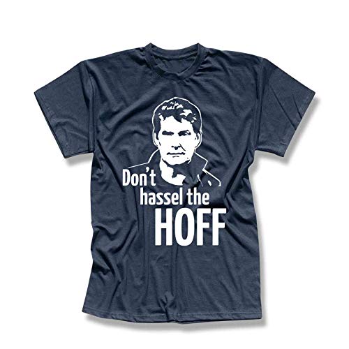 T-Shirt Hasselhoff Don't Hassel The Hoff David Baywatch 13 Farben Herren XS-5XL Looking for Freedom Kitt K.i.t.t. Knight Rider, Größe:L, Farbe:Navy - Logo Weiss von Jimmys Textilfactory