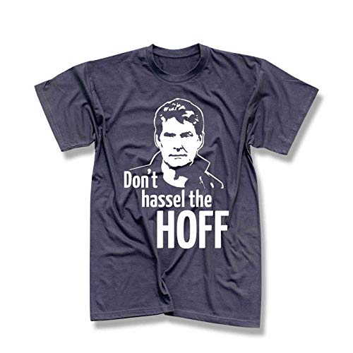 T-Shirt Hasselhoff Don't Hassel The Hoff David Baywatch 13 Farben Herren XS-5XL Looking for Freedom Kitt K.i.t.t. Knight Rider, Größe:L, Farbe:dunkelgrau - Logo Weiss von Jimmys Textilfactory