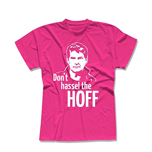 T-Shirt Hasselhoff Don't Hassel The Hoff David Baywatch 13 Farben Herren XS-5XL Looking for Freedom Kitt K.i.t.t. Knight Rider, Größe:M, Farbe:pink - Logo Weiss von Jimmys Textilfactory