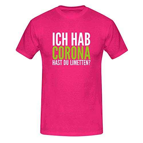 T-Shirt Hast Du Limetten? Corona Spruch Fun-Shirt Party 13 Farben Herren XS-5XL, Größe:L, Farbe:pink von Jimmys Textilfactory