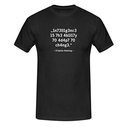 T-Shirt Intelligence Leetspeak Stephen Hawking Fun-Shirt 13 Farben Herren XS-5XL Chat 1337 Zitat Meme lustige Sprüche Geschenk, Farbe:schwarz - Logo Weiss, Größe:3XL von Jimmys Textilfactory