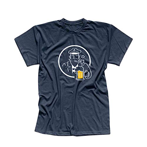 T-Shirt Kapitän Bier Captain Beer Party feiern Malle Fun 13 Farben Herren XS-5XL Partyurlaub Vereinsfahrt Karneval Seemann Marine Schiff, Größenauswahl:XL, Farbauswahl:Navy von Jimmys Textilfactory