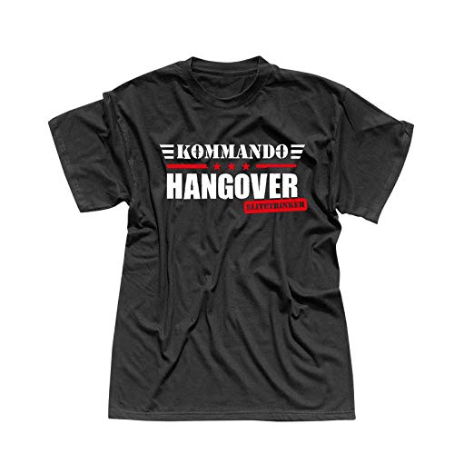 T-Shirt Kommando Hangover Elitetrinker JGA Party feiern 13 Farben Herren XS-5XL Karneval Gruppen Outfit Partyurlaub Verein Reise Malle, Größenauswahl:2XL, Farbauswahl:schwarz - Logo Weiss von Jimmys Textilfactory