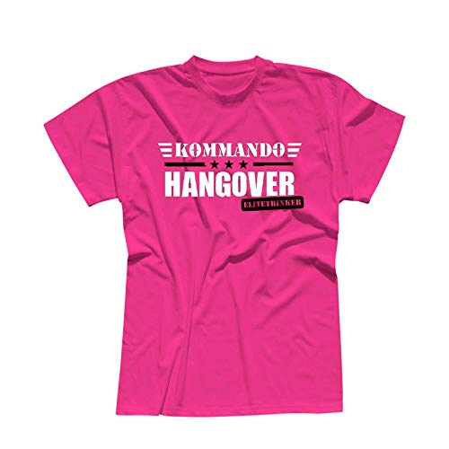 T-Shirt Kommando Hangover Elitetrinker JGA Party feiern 13 Farben Herren XS-5XL Karneval Gruppen Outfit Partyurlaub Verein Reise Malle, Größenauswahl:3XL, Farbauswahl:pink - Logo Weiss von Jimmys Textilfactory