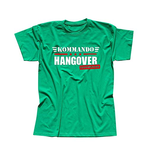 T-Shirt Kommando Hangover Elitetrinker JGA Party feiern 13 Farben Herren XS-5XL Karneval Gruppen Outfit Partyurlaub Verein Reise Malle, Größenauswahl:M, Farbauswahl:grün - Logo Weiss von Jimmys Textilfactory