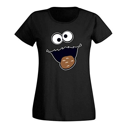 T-Shirt Krümelmonster Kekse Karneval Fasching Kostüm Sesamstraße Damen XS - 3XL Verkleidung Gruppen-Kostüm Rosenmontag Party Feier, Größe:L, Farbe:schwarz von Jimmys Textilfactory