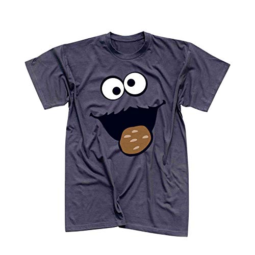 T-Shirt Krümelmonster Kekse Karneval Fasching Kostüm Sesamstraße Herren XS - 5XL Verkleidung Gruppen-Kostüm Rosenmontag Party Feier, Größe:2XL, Farbe:dunkelgrau von Jimmys Textilfactory