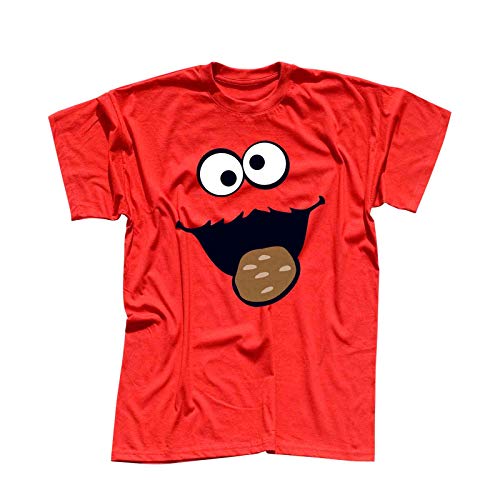 T-Shirt Krümelmonster Kekse Karneval Fasching Kostüm Sesamstraße Herren XS - 5XL Verkleidung Gruppen-Kostüm Rosenmontag Party Feier, Größe:2XL, Farbe:rot von Jimmys Textilfactory