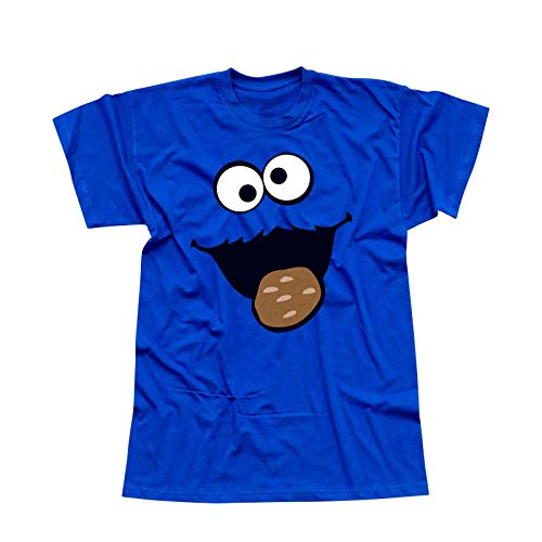 T-Shirt Krümelmonster Kekse Karneval Fasching Kostüm Sesamstraße Herren XS - 5XL Verkleidung Gruppen-Kostüm Rosenmontag Party Feier, Größe:2XL, Farbe:royal von Jimmys Textilfactory