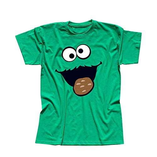 T-Shirt Krümelmonster Kekse Karneval Fasching Kostüm Sesamstraße Herren XS - 5XL Verkleidung Gruppen-Kostüm Rosenmontag Party Feier, Größe:3XL, Farbe:grün von Jimmys Textilfactory