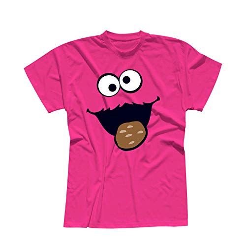T-Shirt Krümelmonster Kekse Karneval Fasching Kostüm Sesamstraße Herren XS - 5XL Verkleidung Gruppen-Kostüm Rosenmontag Party Feier, Größe:4XL, Farbe:pink von Jimmys Textilfactory