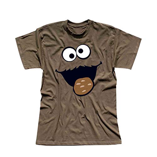 T-Shirt Krümelmonster Kekse Karneval Fasching Kostüm Sesamstraße Herren XS - 5XL Verkleidung Gruppen-Kostüm Rosenmontag Party Feier, Größe:5XL, Farbe:Khaki von Jimmys Textilfactory