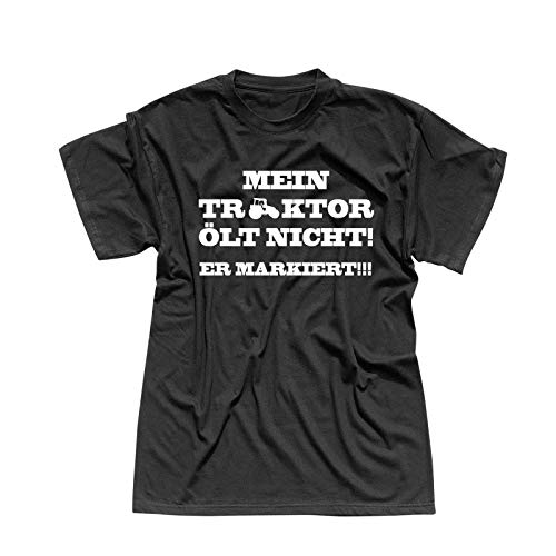 T-Shirt Mein Traktor ölt Nicht er markiert Karneval Bauer 13 Farben Men XS-5XL Trecker Zugmaschine Landwirtschaft Fun-Shirt Sprüche, Größe:2XL, Farbe:schwarz - Logo Weiss von Jimmys Textilfactory