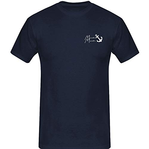 T-Shirt Moin Moin Anker 13 Farben Herren XS-5XL Norden See nordlicht Hamburg küste moinmoin moeve seefahrer ankern Sankt-Pauli, Farbauswahl:Navy - Logo Weiss, Größenauswahl:3XL von Jimmys Textilfactory