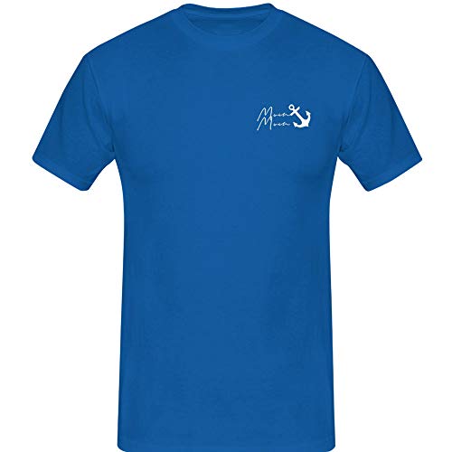 T-Shirt Moin Moin Anker 13 Farben Herren XS-5XL Norden See nordlicht Hamburg küste moinmoin moeve seefahrer ankern Sankt-Pauli, Farbauswahl:Royalblau - Logo Weiss, Größenauswahl:XL von Jimmys Textilfactory