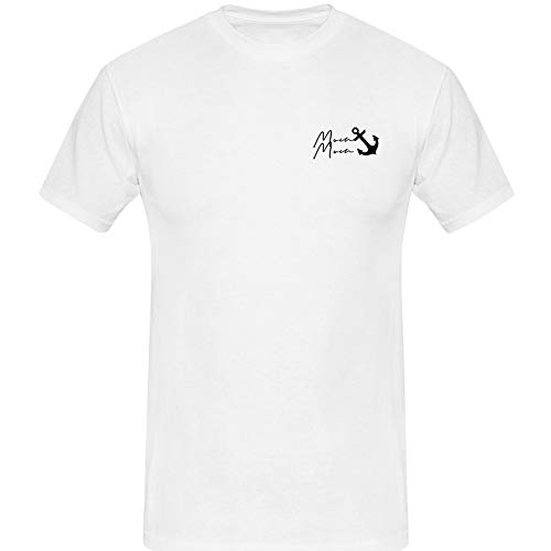 T-Shirt Moin Moin Anker 13 Farben Herren XS-5XL Norden See nordlicht Hamburg küste moinmoin moeve seefahrer ankern Sankt-Pauli, Farbauswahl:Weiss - Logo schwarz, Größenauswahl:3XL von Jimmys Textilfactory