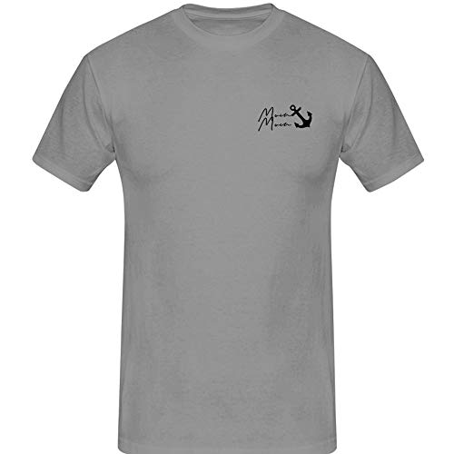 T-Shirt Moin Moin Anker 13 Farben Herren XS-5XL Norden See nordlicht Hamburg küste moinmoin moeve seefahrer ankern Sankt-Pauli, Farbauswahl:hellgrau meliert - Logo schwarz, Größenauswahl:4XL von Jimmys Textilfactory