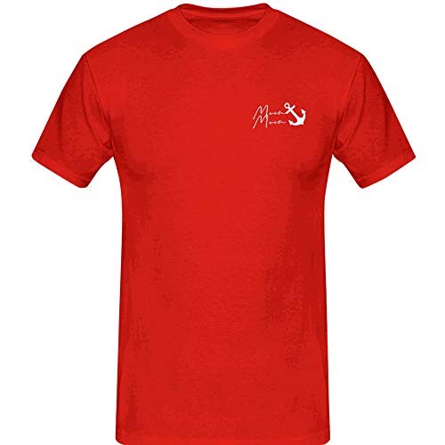 T-Shirt Moin Moin Anker 13 Farben Herren XS-5XL Norden See nordlicht Hamburg küste moinmoin moeve seefahrer ankern Sankt-Pauli, Farbauswahl:rot - Logo Weiss, Größenauswahl:XL von Jimmys Textilfactory