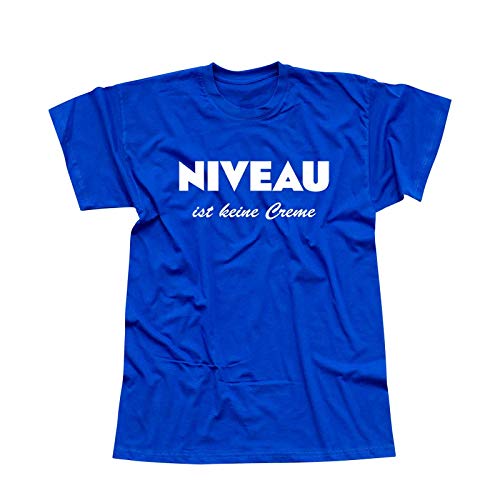 T-Shirt Niveau ist Keine Creme Spruch Humor Fun-Shirt 13 Farben Herren XS - 5XL Haut Creme Logo witzig lustig Party feiern Malle, Größe:4XL, Farbe:Royalblau - Logo Weiss von Jimmys Textilfactory