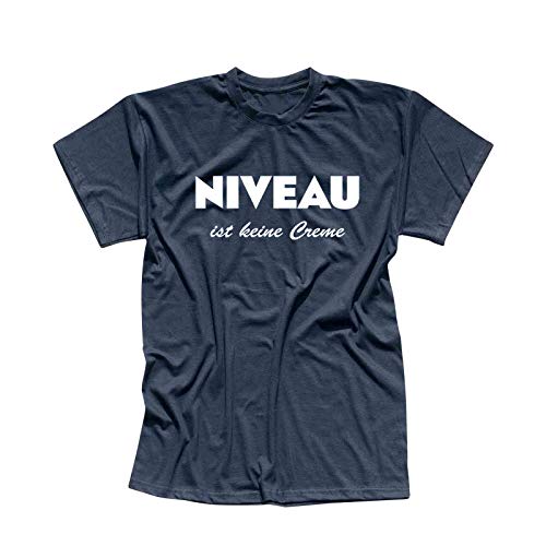 T-Shirt Niveau ist Keine Creme Spruch Humor Fun-Shirt 13 Farben Herren XS - 5XL Haut Creme Logo witzig lustig Party feiern Malle, Größe:L, Farbe:Navy - Logo Weiss von Jimmys Textilfactory