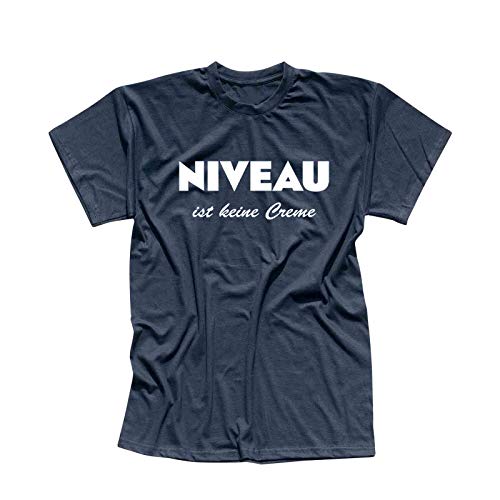 T-Shirt Niveau ist Keine Creme Spruch Humor Fun-Shirt 13 Farben Herren XS - 5XL Haut Creme Logo witzig lustig Party feiern Malle, Größe:XL, Farbe:Navy - Logo Weiss von Jimmys Textilfactory
