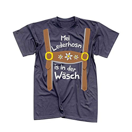 T-Shirt Oktoberfest Lederhose Kostüm Volksfest Tracht 13 Farben Herren XS-5XL München Wiesn Festzelt O'zapft Maß Krug Dirndel, Größe:2XL, Farbe:dunkelgrau - Logo Weiss von Jimmys Textilfactory