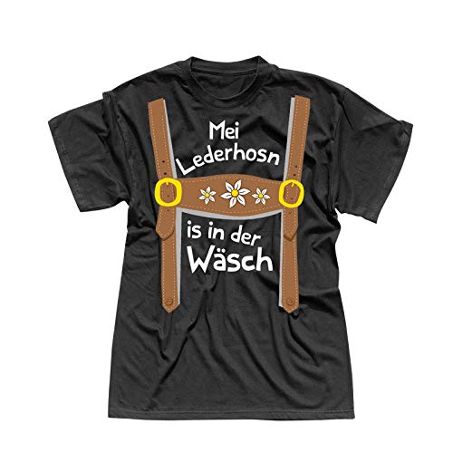 T-Shirt Oktoberfest Lederhose Kostüm Volksfest Tracht 13 Farben Herren XS-5XL München Wiesn Festzelt O'zapft Maß Krug Dirndel, Größe:2XL, Farbe:schwarz - Logo Weiss von Jimmys Textilfactory