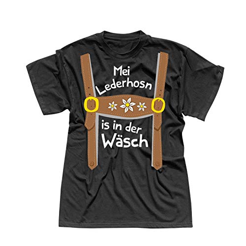 T-Shirt Oktoberfest Lederhose Kostüm Volksfest Tracht 13 Farben Herren XS-5XL München Wiesn Festzelt O'zapft Maß Krug Dirndel, Größe:4XL, Farbe:schwarz - Logo Weiss von Jimmys Textilfactory