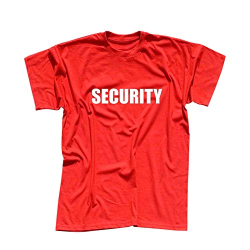 T-Shirt Security Sicherheitsdienst Party Sicherheit 13 Farben Herren XS - 5XL Türsteher Verkleidung Kostüm feiern Malle Karneval Fasching, Größe:2XL, Farbe:rot - Logo Weiss von Jimmys Textilfactory