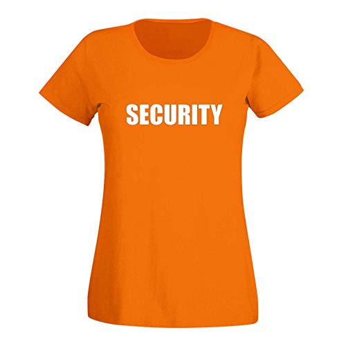 T-Shirt Security Sicherheitsdienst Party Sicherheit 15 Farben Damen XS - 3XL Türsteher Verkleidung Kostüm feiern Malle Karneval Fasching, Größe:M, Farbe:orange - Logo Weiss von Jimmys Textilfactory