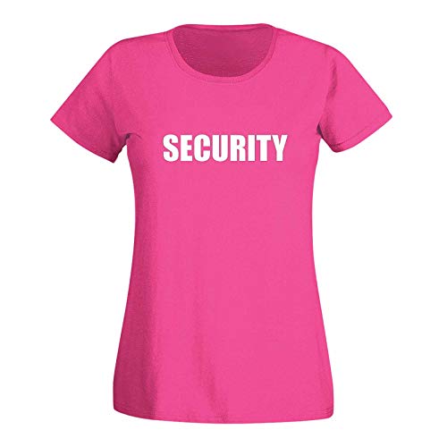 T-Shirt Security Sicherheitsdienst Party Sicherheit 15 Farben Damen XS - 3XL Türsteher Verkleidung Kostüm feiern Malle Karneval Fasching, Größe:S, Farbe:pink/Fuchsia - Logo Weiss von Jimmys Textilfactory